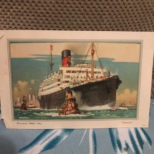 Vintage postcard 1937 Cunard white star, bonus Stanley Tucci cookbook,Angels